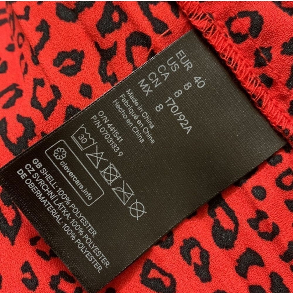 Red Leopard Print Pleated Cami Top - Picture 4 of 6